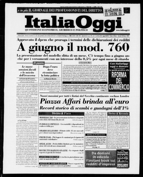 Italia oggi : quotidiano di economia finanza e politica